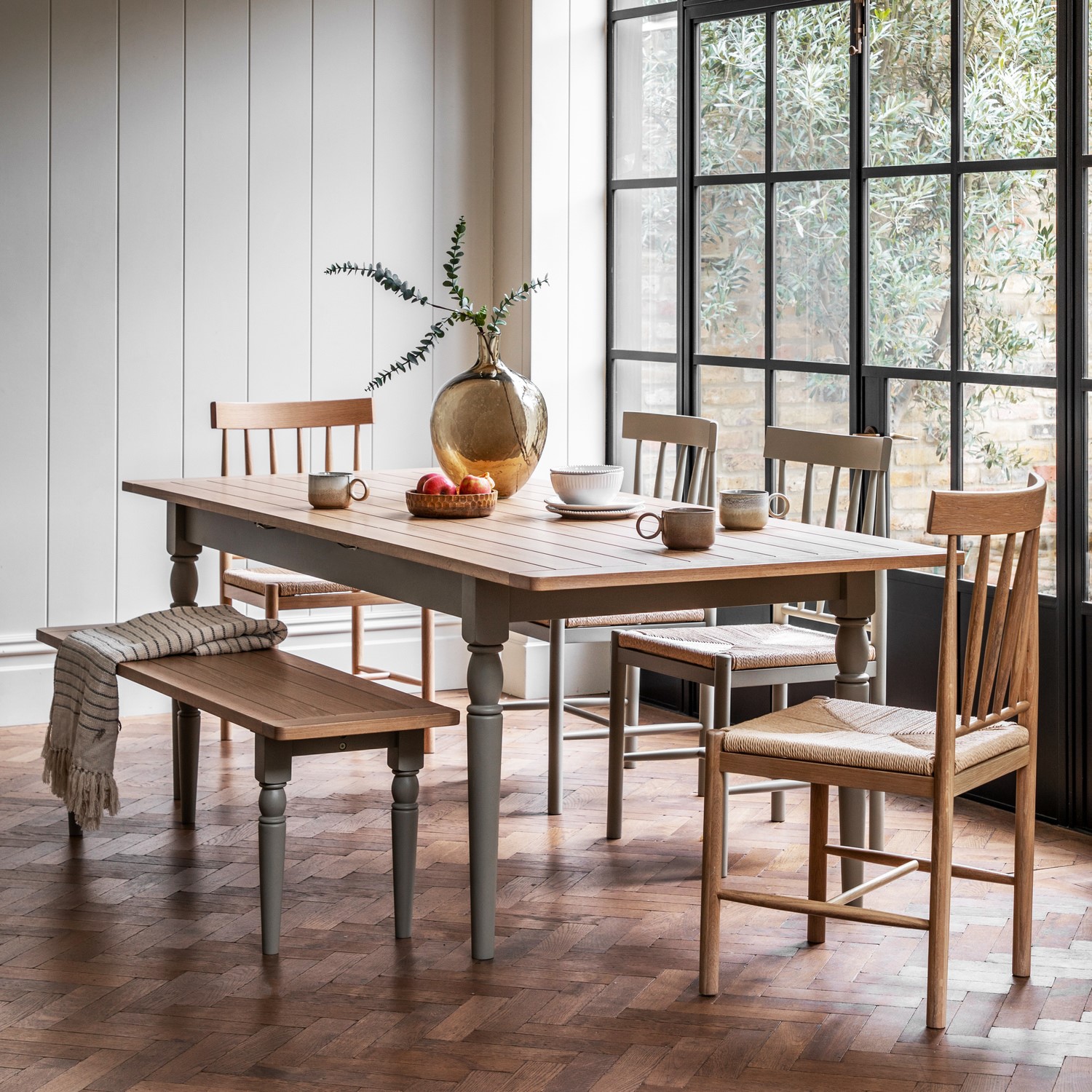 Read more about Eton extendable dining table sage green- seats 10 caspian house